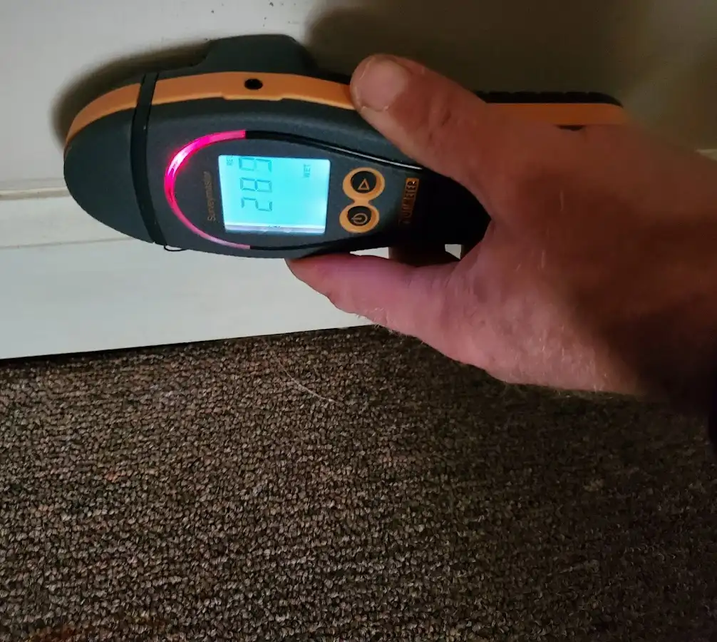 Moisture detection at baseboard during Sewage Cleanup & Sanitation in Olathe